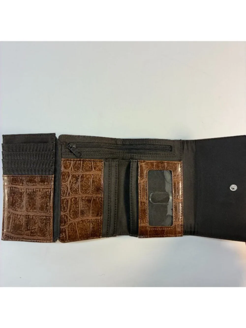 Nine & Co Faux Alligator Leather Clutch Purse Brown Bag